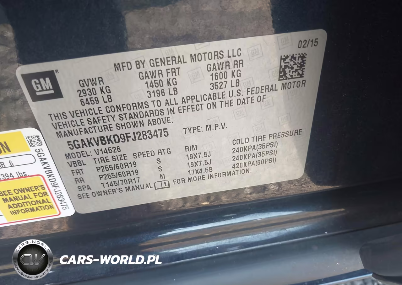 2015 Buick Enclave Leather VIN:5GAKVBKD9FJ283475 - 9