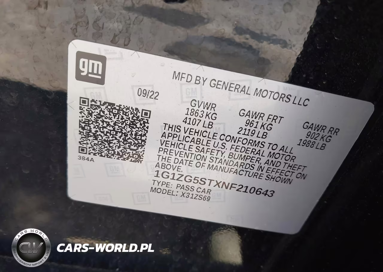 2022 Chevrolet Malibu Fwd Rs VIN:1G1ZG5STXNF210643 - 9