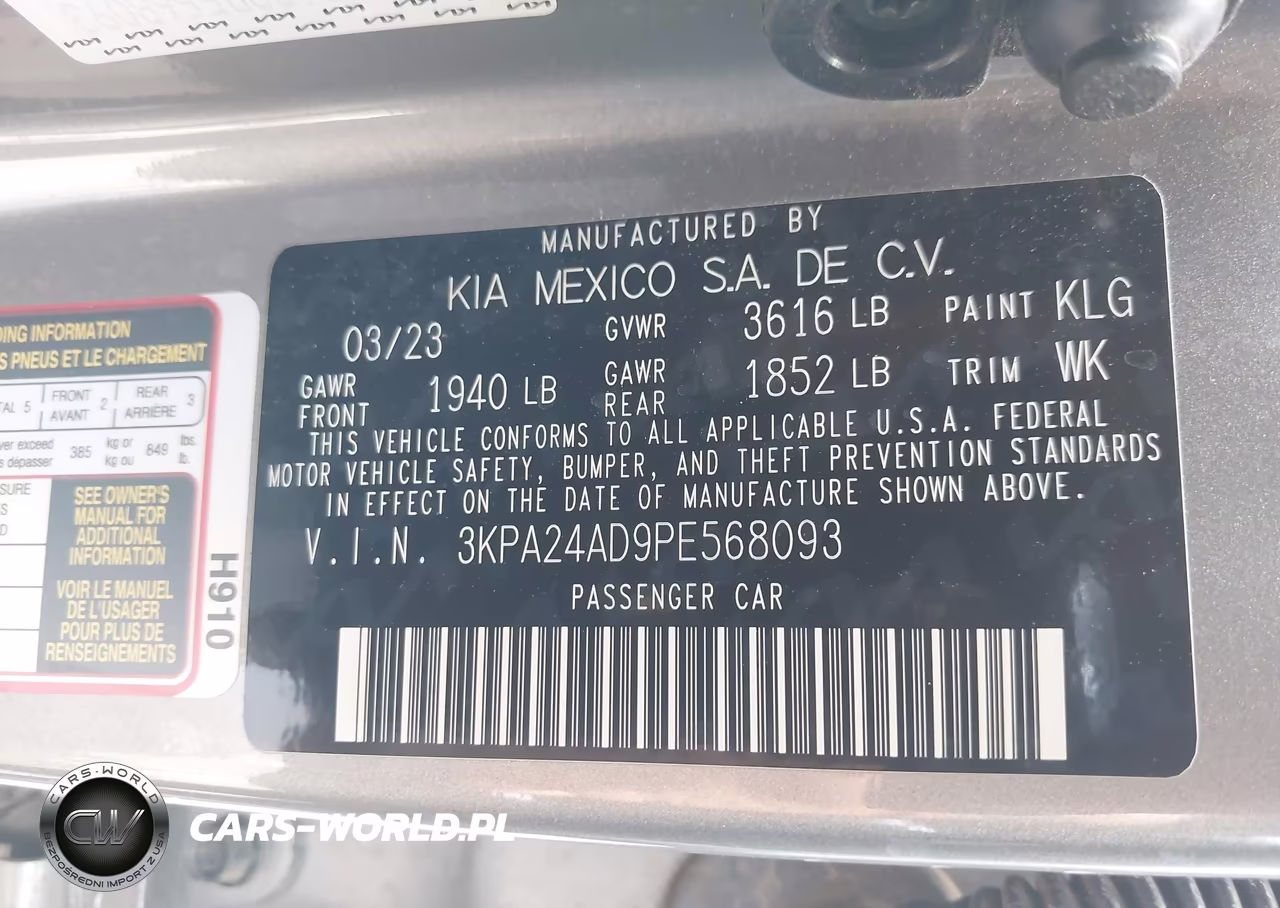 2023 Kia Rio S VIN:3KPA24AD9PE568093 - 9