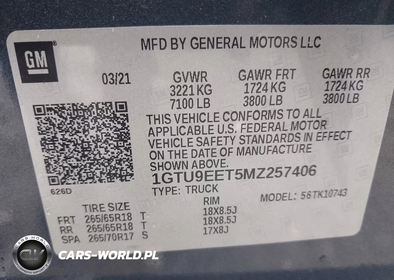 2021 GMC Sierra 1500 4Wd Standard Box At4 VIN:1GTU9EET5MZ257406 - 9