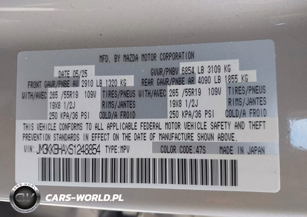 2025 Mazda Cx-90 Phev Preferred Package VIN:JM3KKBHAXS1248854 - 9