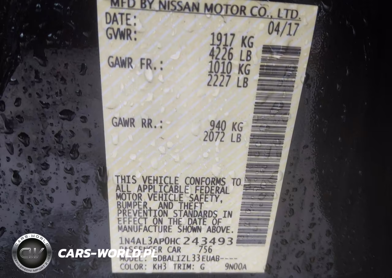 2017 Nissan Altima 2.5 Sv VIN:1N4AL3AP0HC243493 - 9