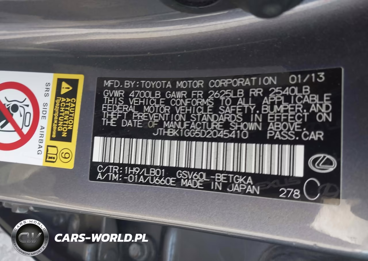 2013 Lexus Es 350 VIN:JTHBK1GG5D2045410 - 9