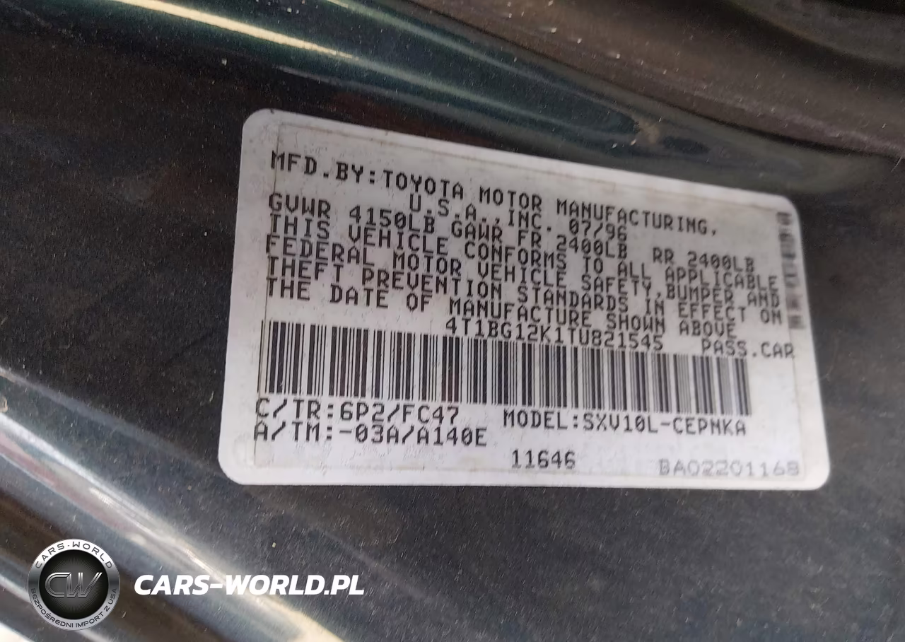 1996 Toyota Camry Dx-Le-Xle VIN:4T1BG12K1TU821545 - 9
