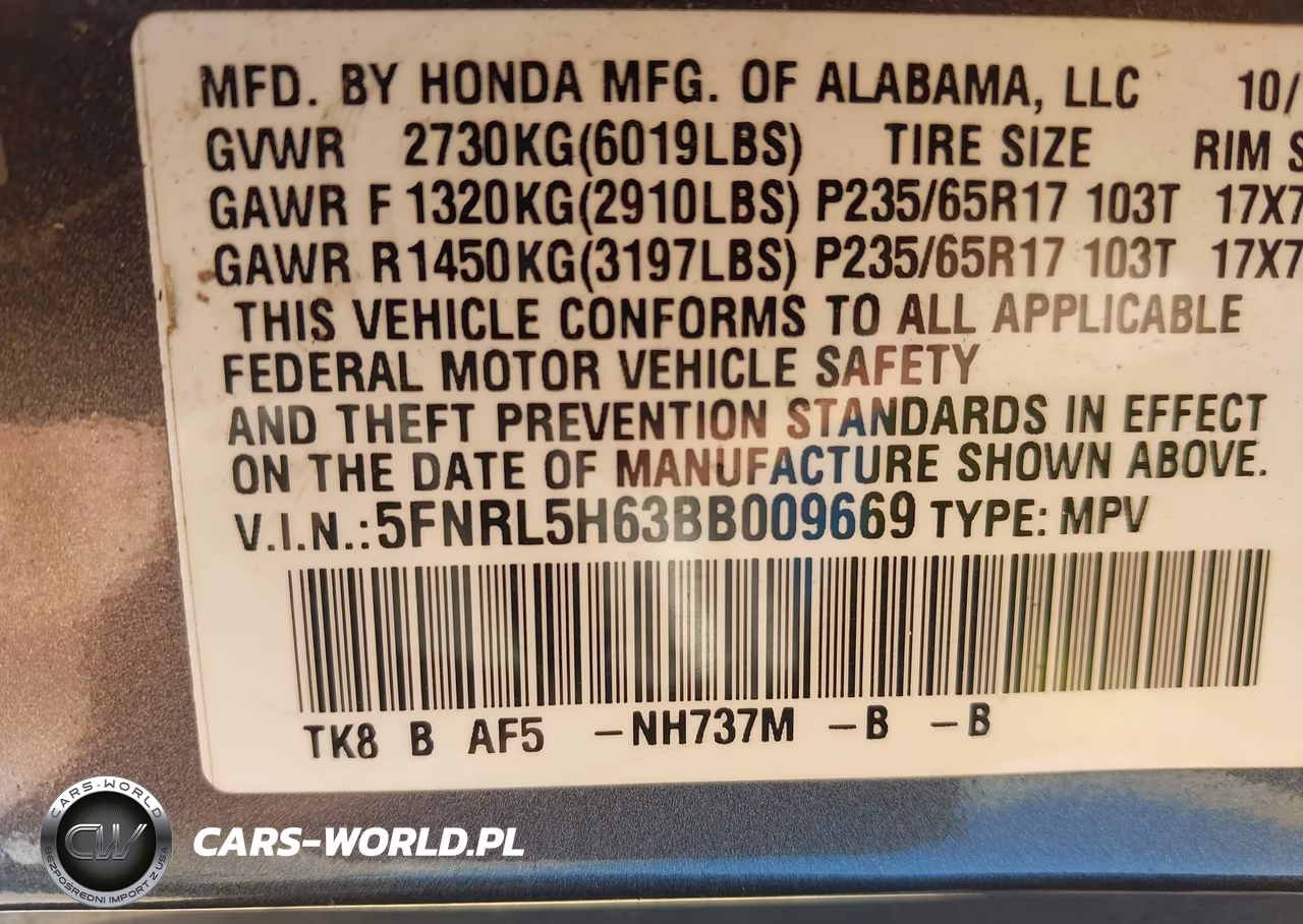 2011 Honda Odyssey Ex-L VIN:5FNRL5H63BB009669 - 9