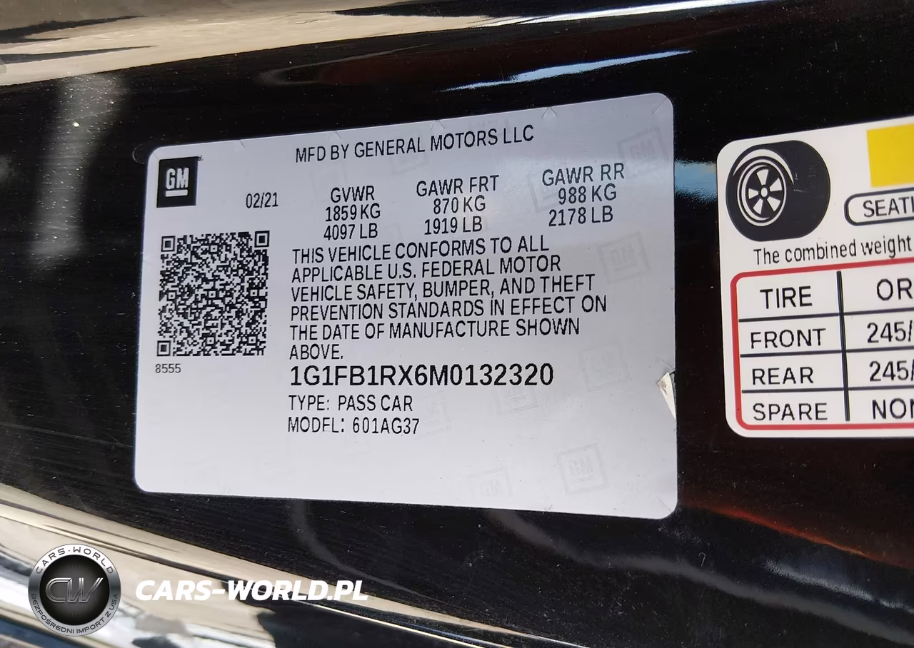 2021 Chevrolet Camaro Rwd 1Lt VIN:1G1FB1RX6M0132320 - 9