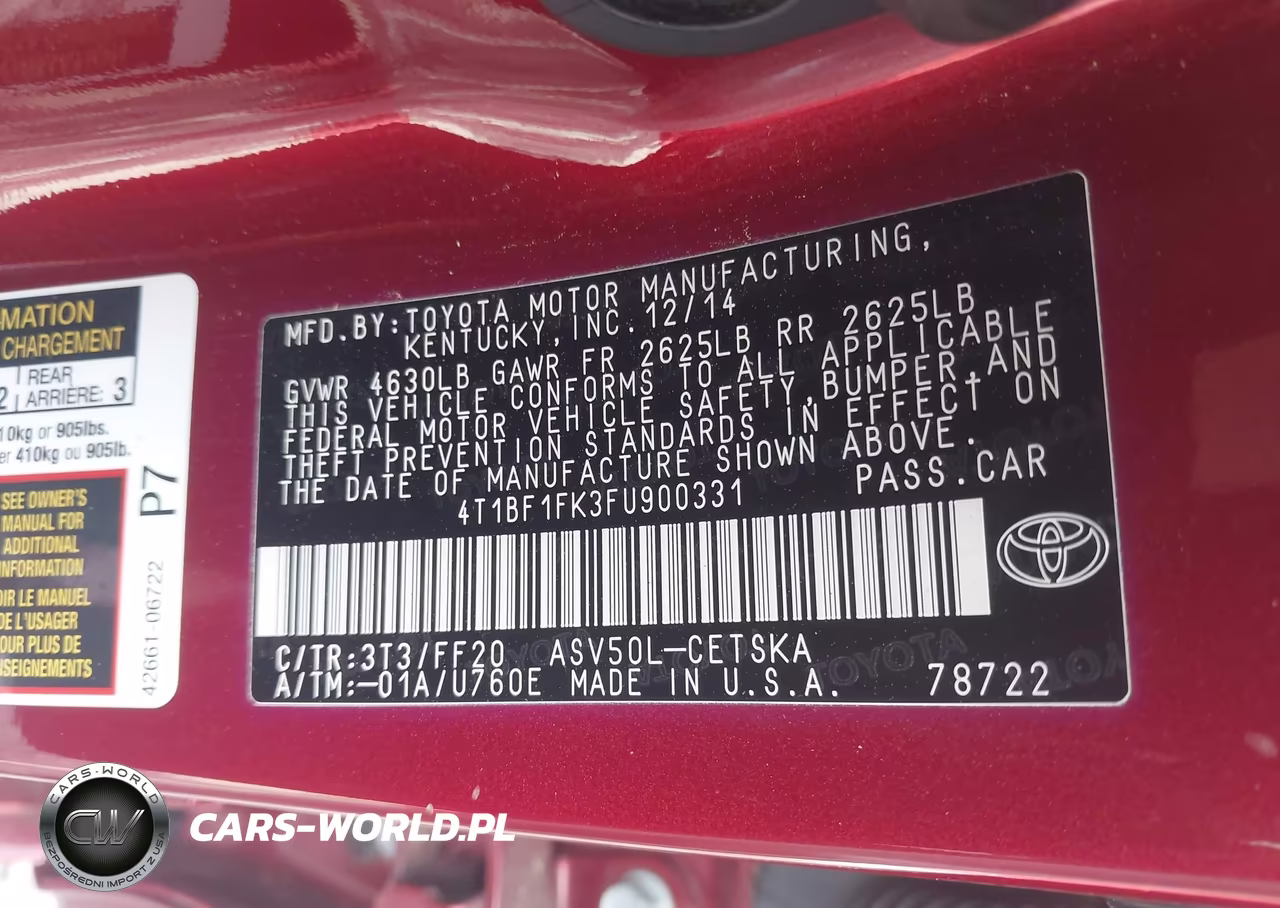 2015 Toyota Camry Se VIN:4T1BF1FK3FU900331 - 9
