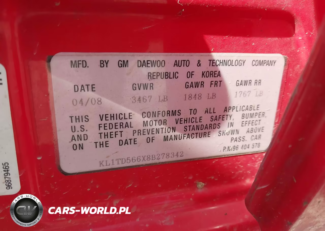 2008 Chevrolet Aveo Ls VIN:KL1TD566X8B278342 - 9