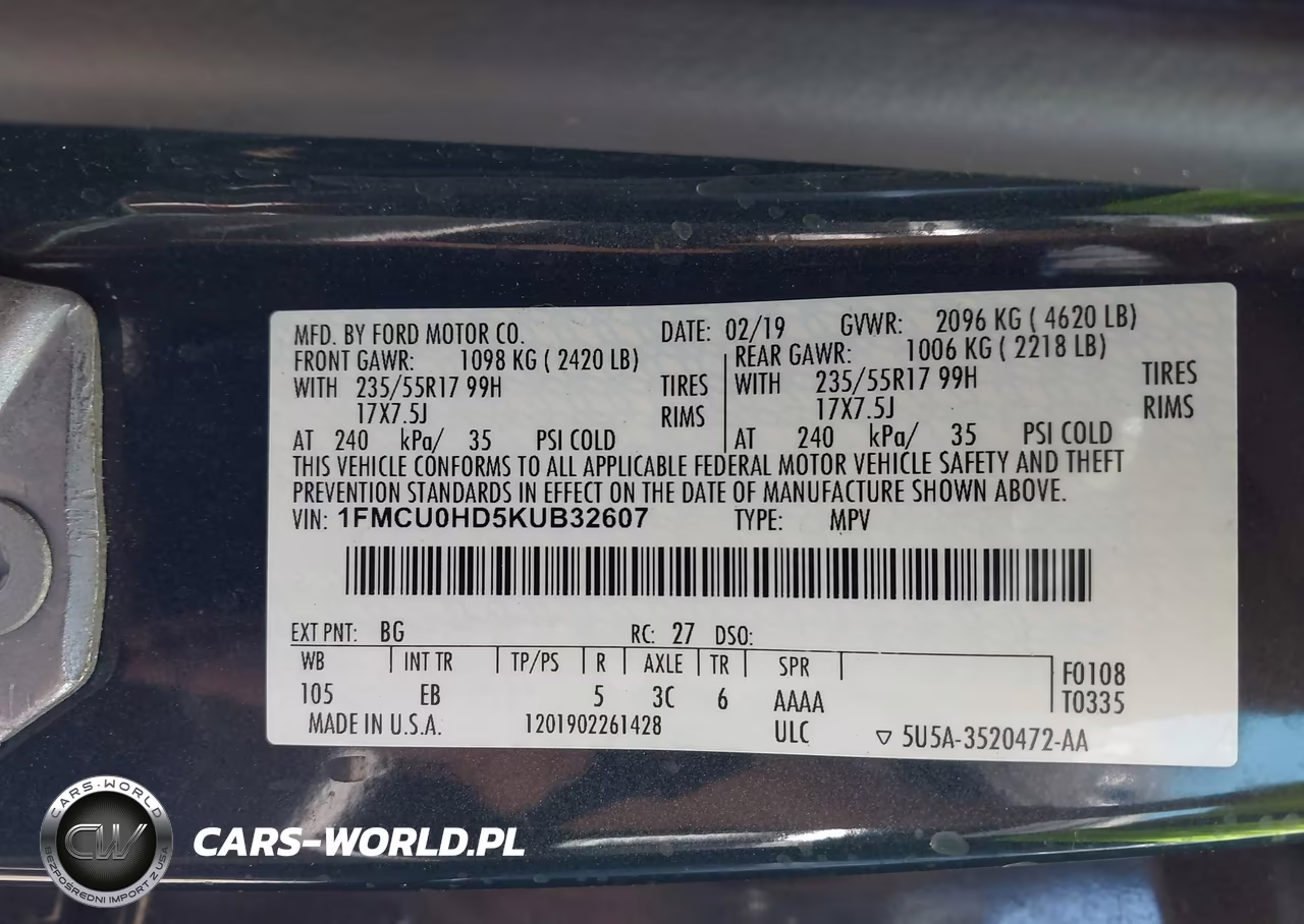 2019 Ford Escape Sel VIN:1FMCU0HD5KUB32607 - 9