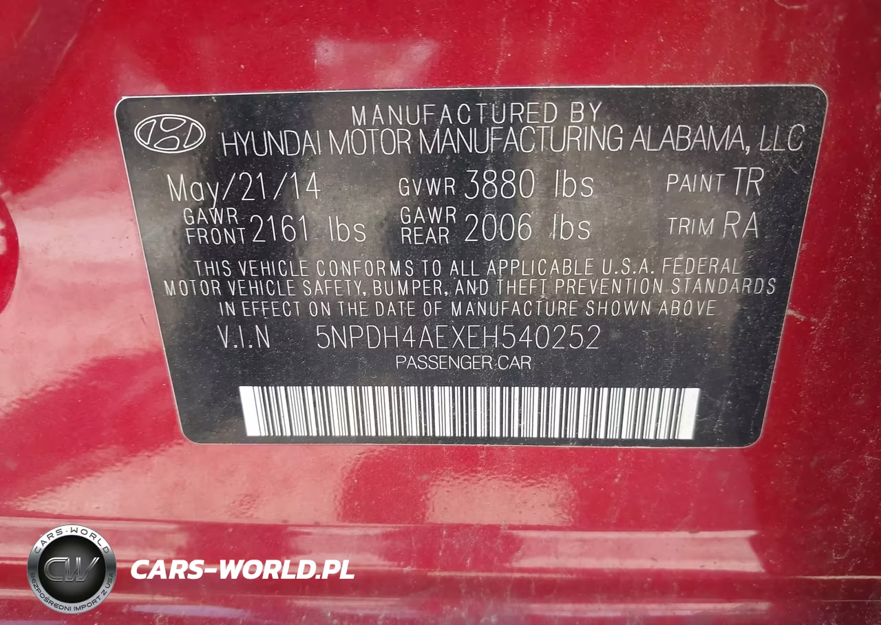 2014 Hyundai Elantra Se VIN:5NPDH4AEXEH540252 - 9
