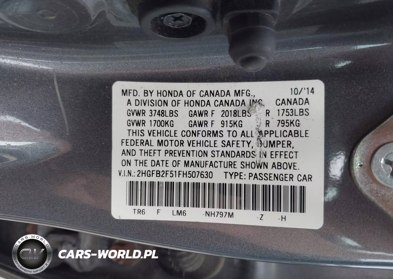 2015 Honda Civic Lx VIN:2HGFB2F51FH507630 - 9
