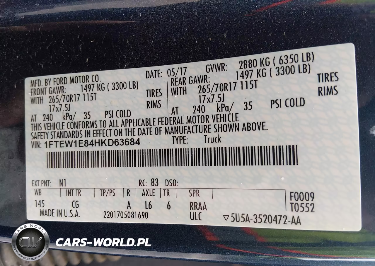 2017 Ford F-150 Xl VIN:1FTEW1E84HKD63684 - 9