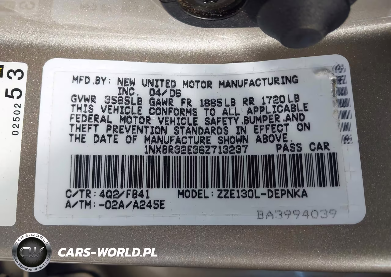 2006 Toyota Corolla Le VIN:1NXBR32E36Z713237 - 9