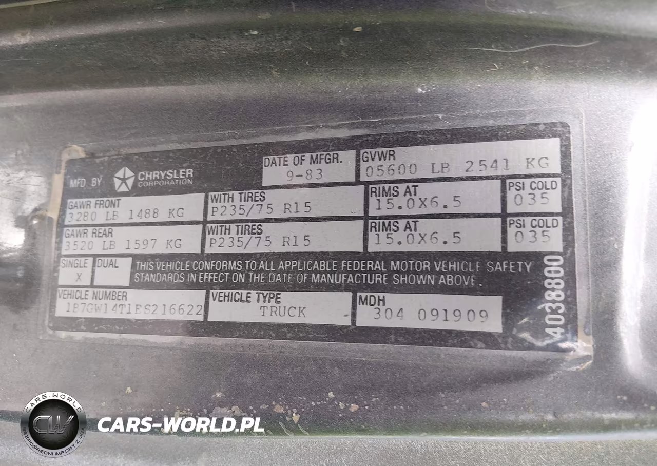 1984 Dodge W-Series W150 VIN:1B7GW14T1ES216622 - 9