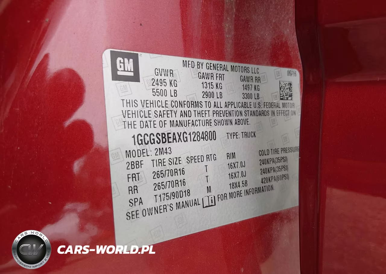 2016 Chevrolet Colorado Wt VIN:1GCGSBEAXG1284800 - 9