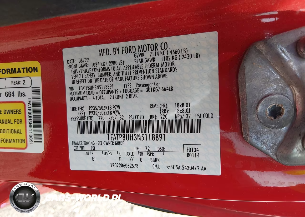 2022 Ford Mustang Ecoboost Premium VIN:1FATP8UH3N5118891 - 9