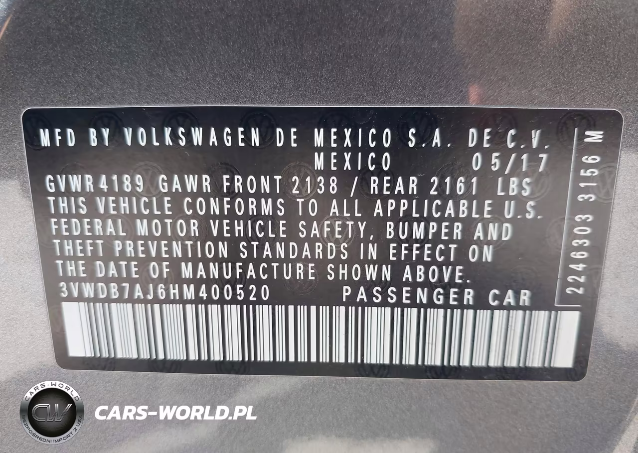 2017 Volkswagen Jetta 1.4T Se VIN:3VWDB7AJ6HM400520 - 9