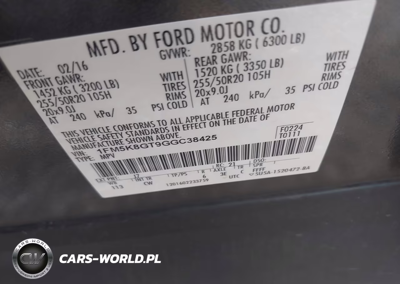 2016 Ford Explorer Sport VIN:1FM5K8GT9GGC38425 - 9
