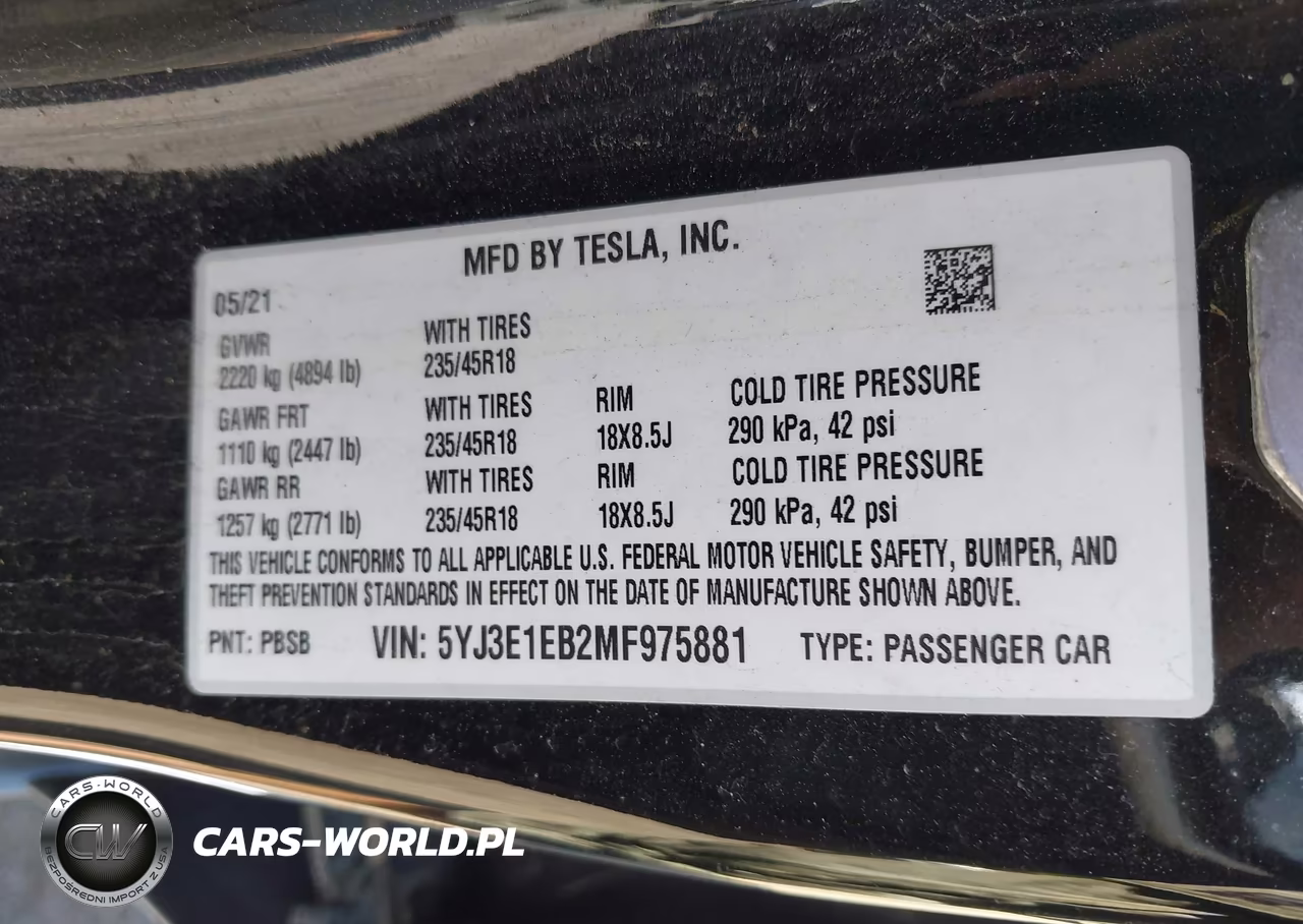 2021 Tesla Model 3 Long Range VIN:5YJ3E1EB2MF975881 - 9
