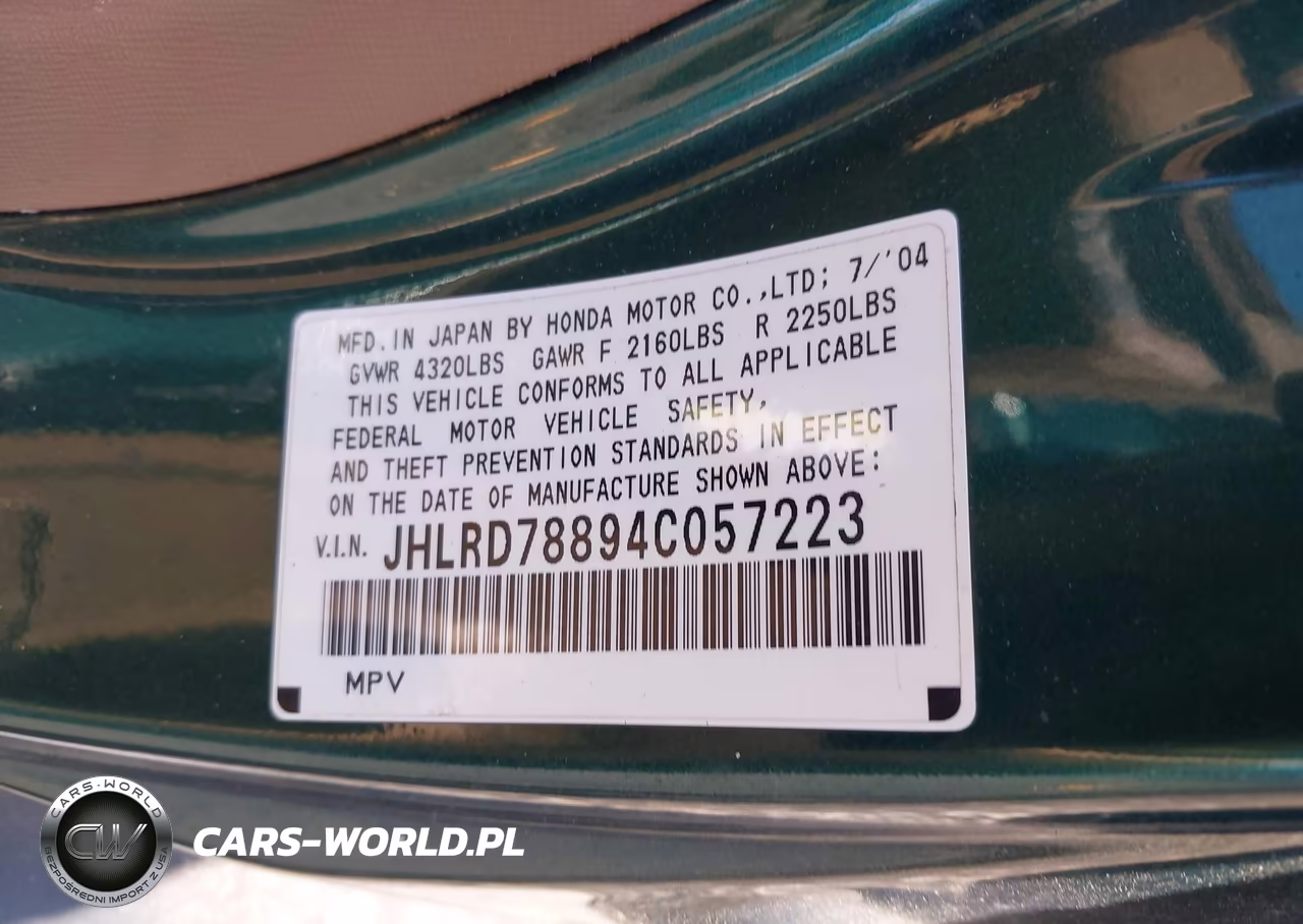 2004 Honda Cr-V Ex VIN:JHLRD78894C057223 - 9