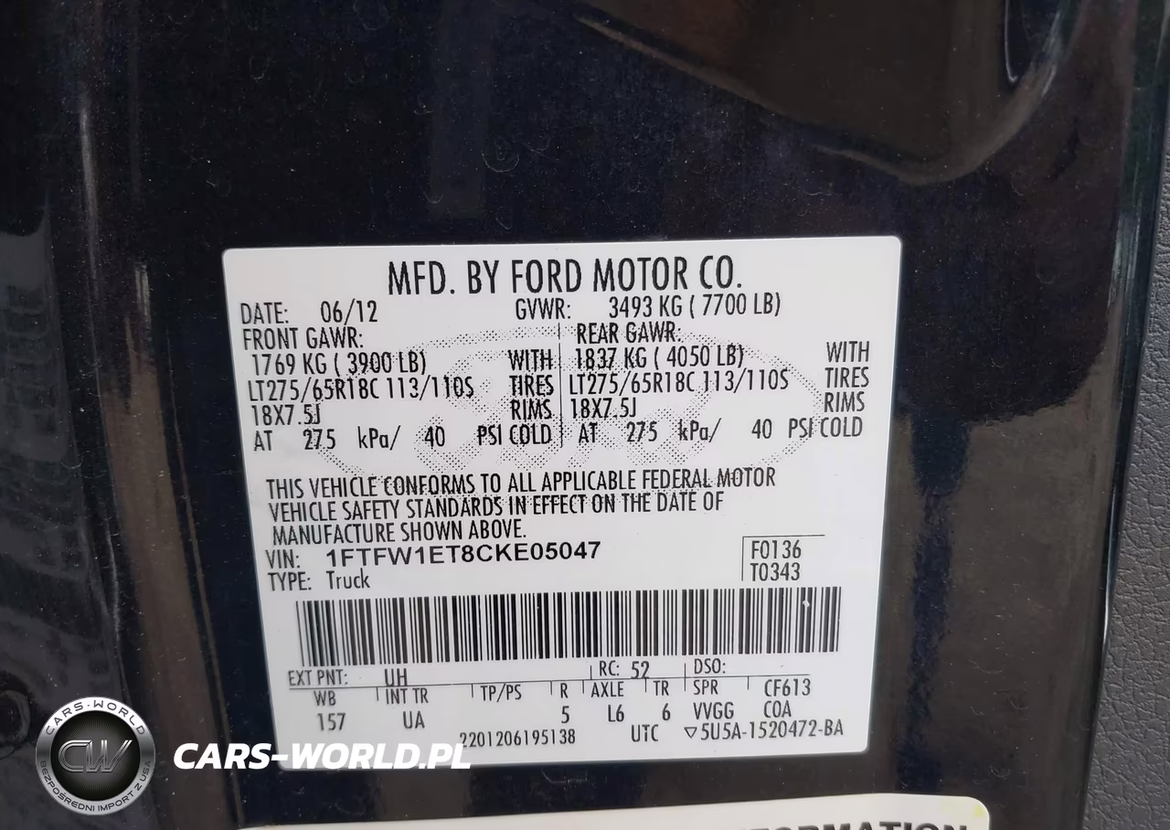 2012 Ford F-150 Xlt VIN:1FTFW1ET8CKE05047 - 9