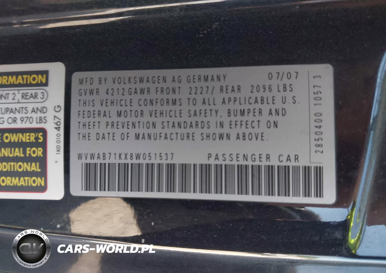 2008 Volkswagen Rabbit S VIN:WVWAB71KX8W051537 - 9