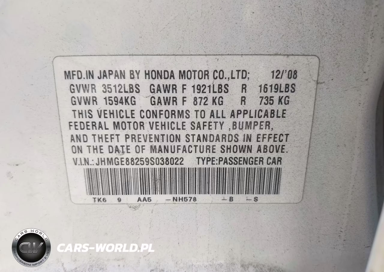 2009 Honda Fit VIN:JHMGE88259S038022 - 9