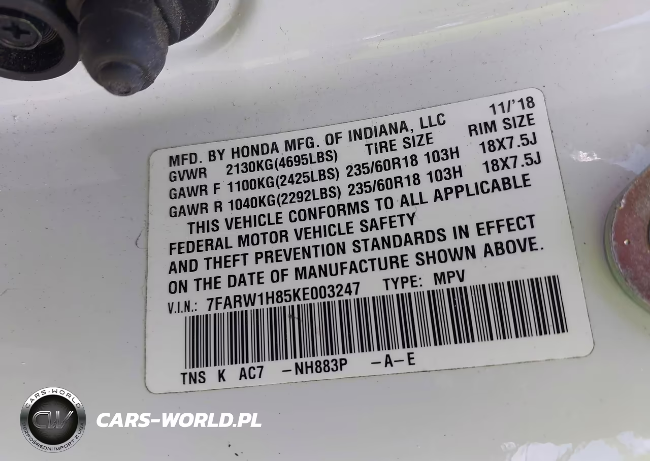 2019 Honda Cr-V Ex-L VIN:7FARW1H85KE003247 - 9