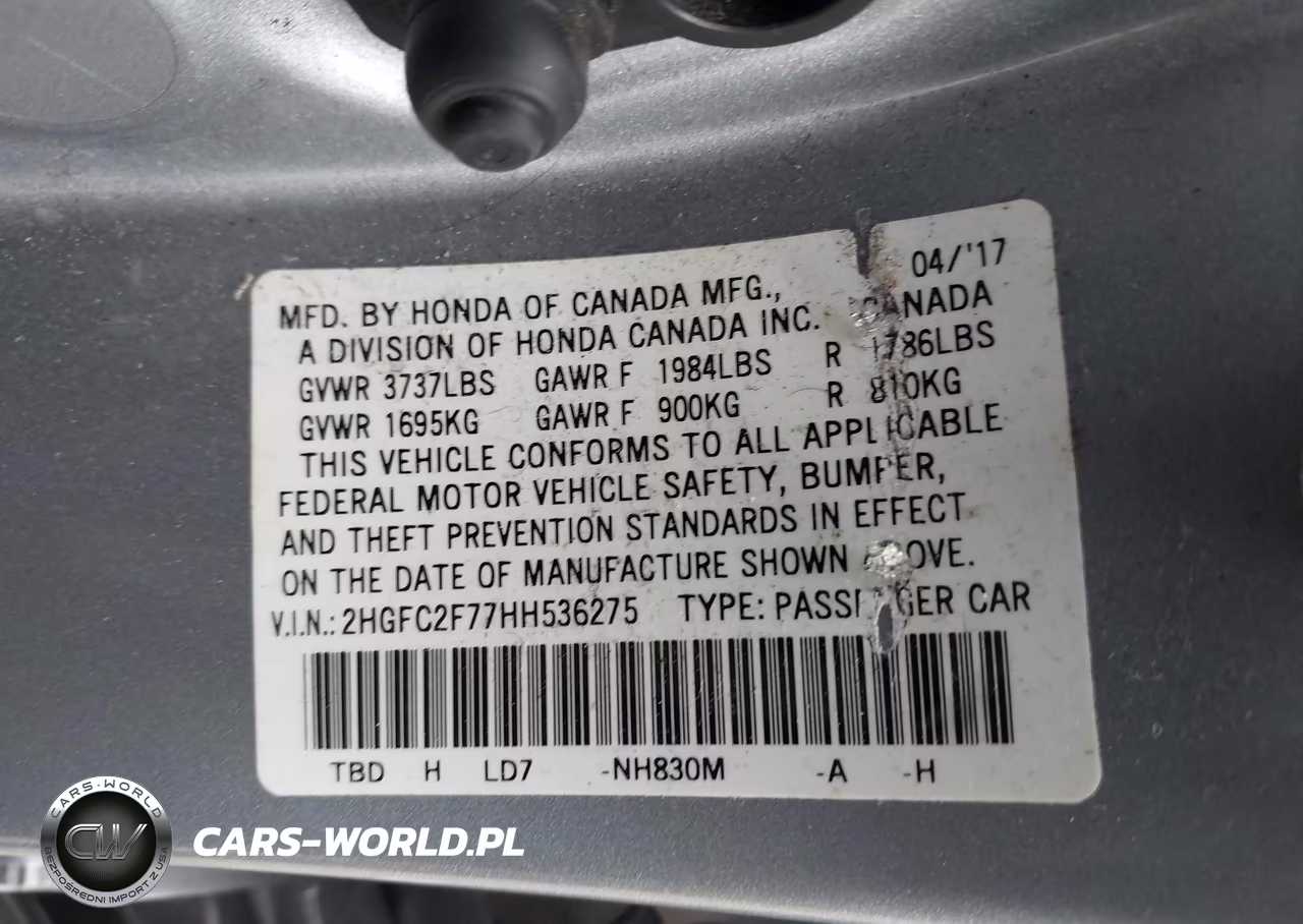 2017 Honda Civic Ex VIN:2HGFC2F77HH536275 - 9