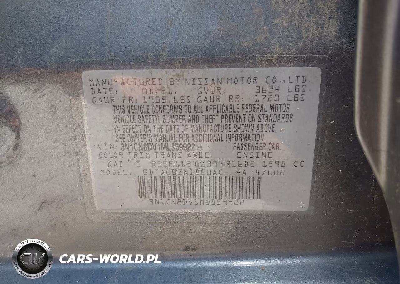 2021 Nissan Versa S Xtronic Cvt VIN:3N1CN8DV1ML859922 - 9