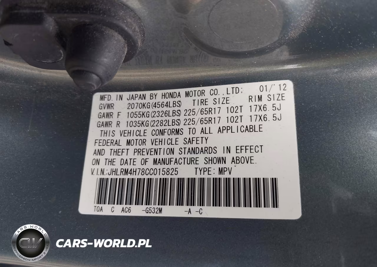 2012 Honda Cr-V Ex-L VIN:JHLRM4H78CC015825 - 9