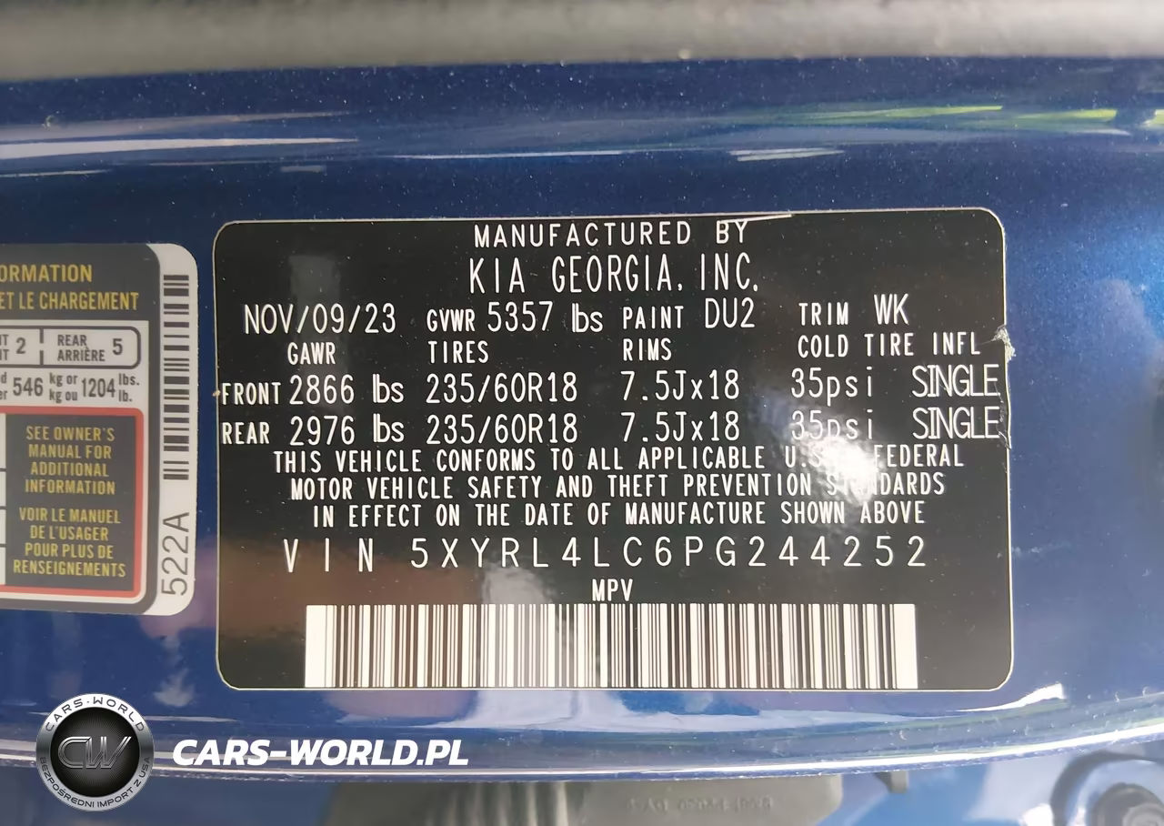 2023 Kia Sorento S VIN:5XYRL4LC6PG244252 - 9