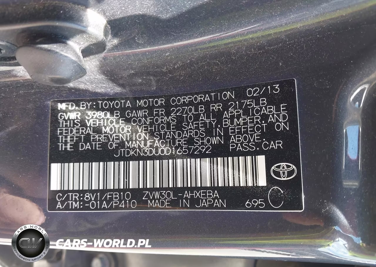 2013 Toyota Prius Two VIN:JTDKN3DU0D1657292 - 9