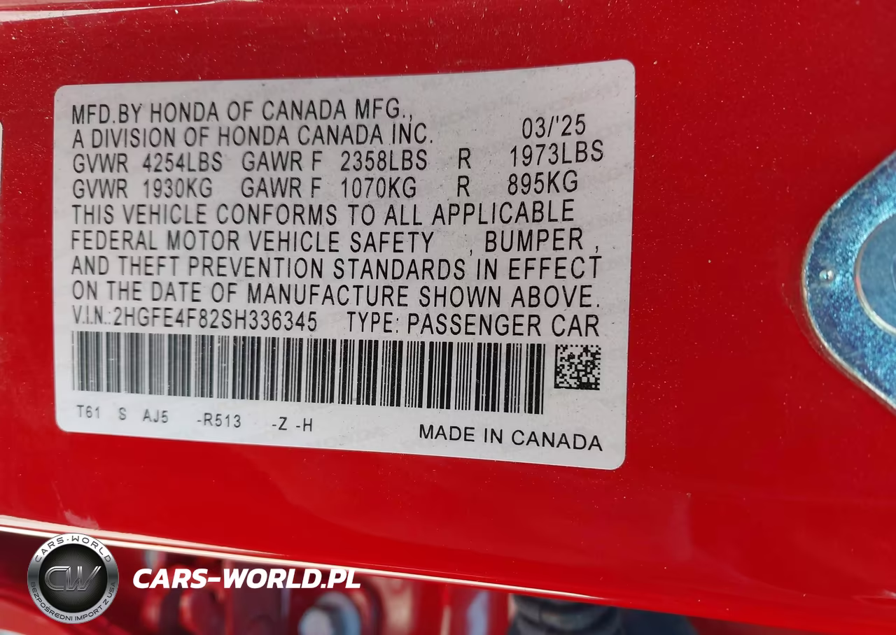 2025 Honda Civic Hybrid Sport-Sport Touring VIN:2HGFE4F82SH336345 - 9