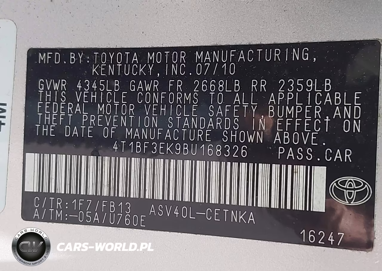 2011 Toyota Camry Le VIN:4T1BF3EK9BU168326 - 9