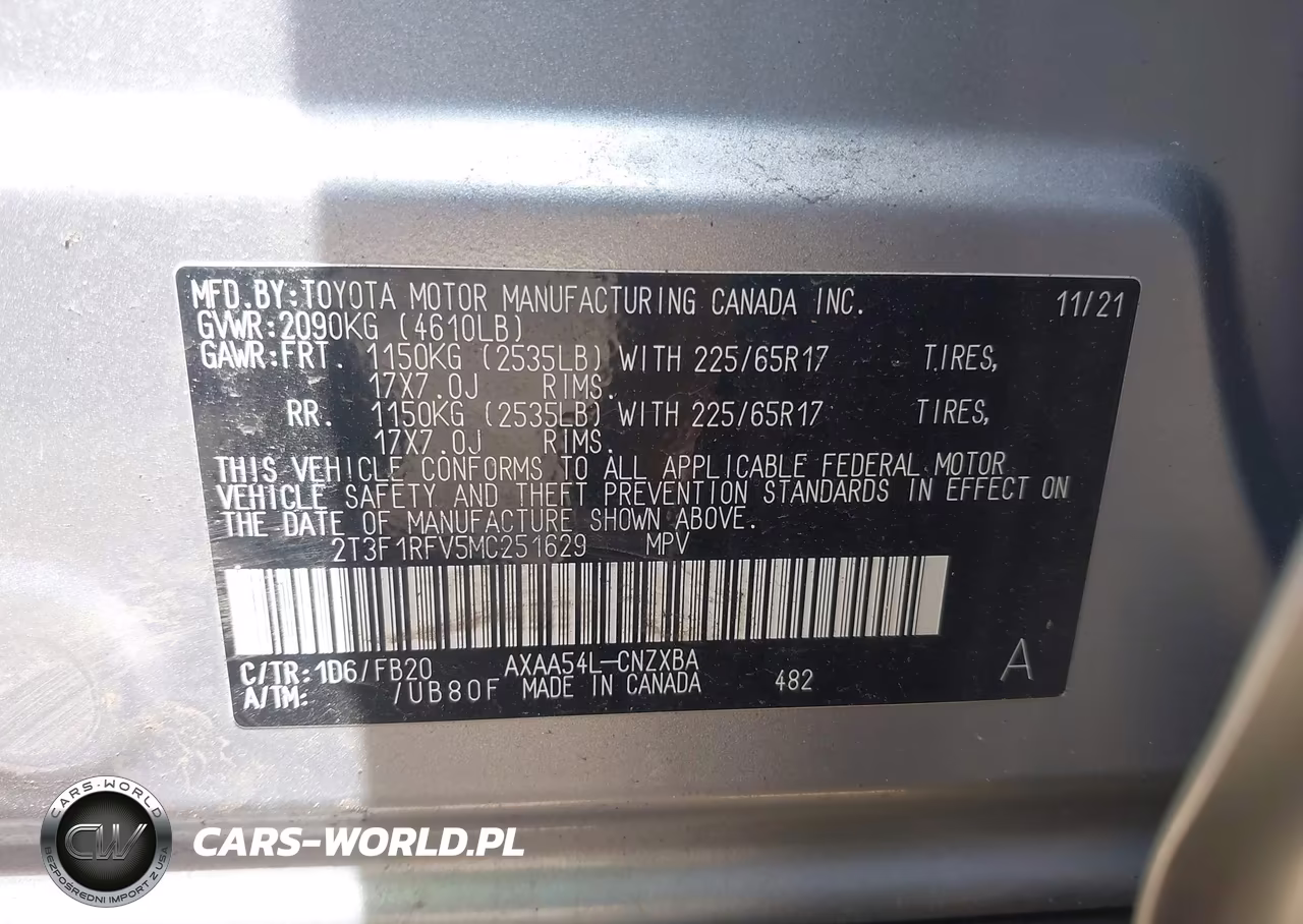 2021 Toyota Rav4 Le VIN:2T3F1RFV5MC251629 - 9