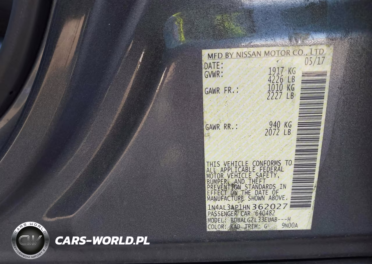 2017 Nissan Altima 2.5 S VIN:1N4AL3AP1HN362027 - 9