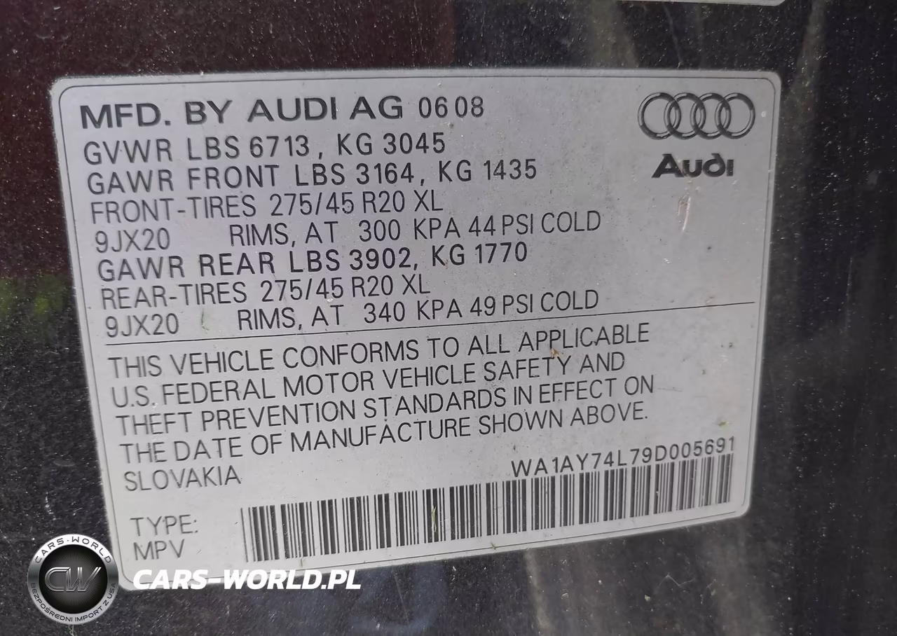 2009 Audi Q7 3.6 Premium VIN:WA1AY74L79D005691 - 9