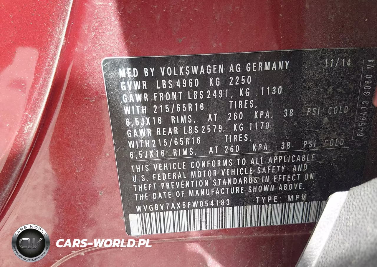 2015 Volkswagen Tiguan S VIN:WVGBV7AX5FW054183 - 9