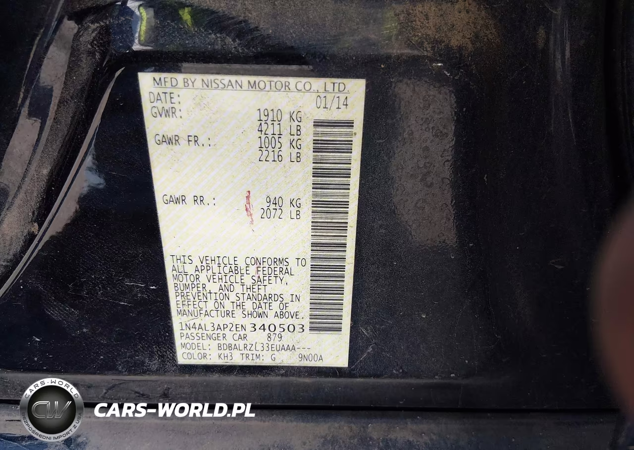 2014 Nissan Altima 2.5-2.5 S-2.5 Sl-2.5 Sv VIN:1N4AL3AP2EN340503 - 9