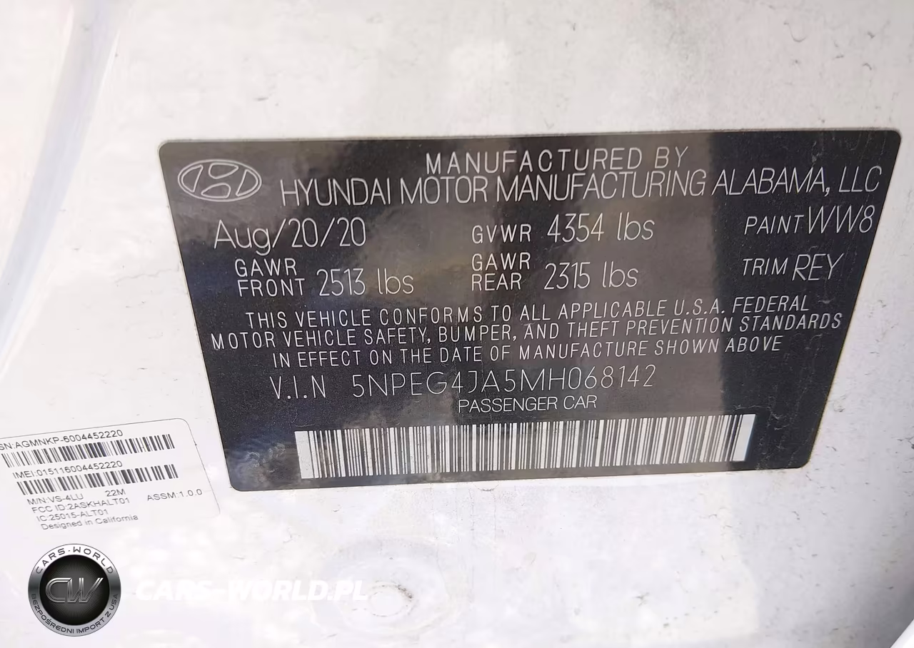 2021 Hyundai Sonata Se VIN:5NPEG4JA5MH068142 - 9