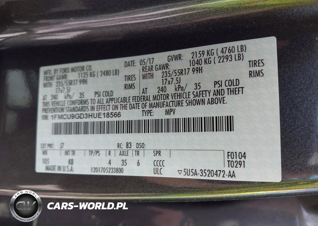2017 Ford Escape Se VIN:1FMCU9GD3HUE18566 - 9