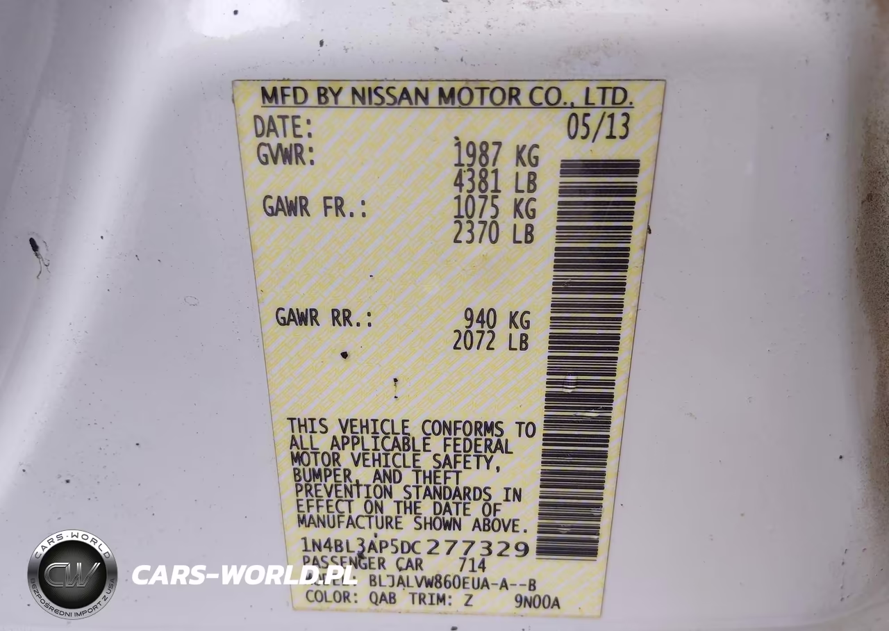 2013 Nissan Altima 3.5 Sl VIN:1N4BL3AP5DC277329 - 9
