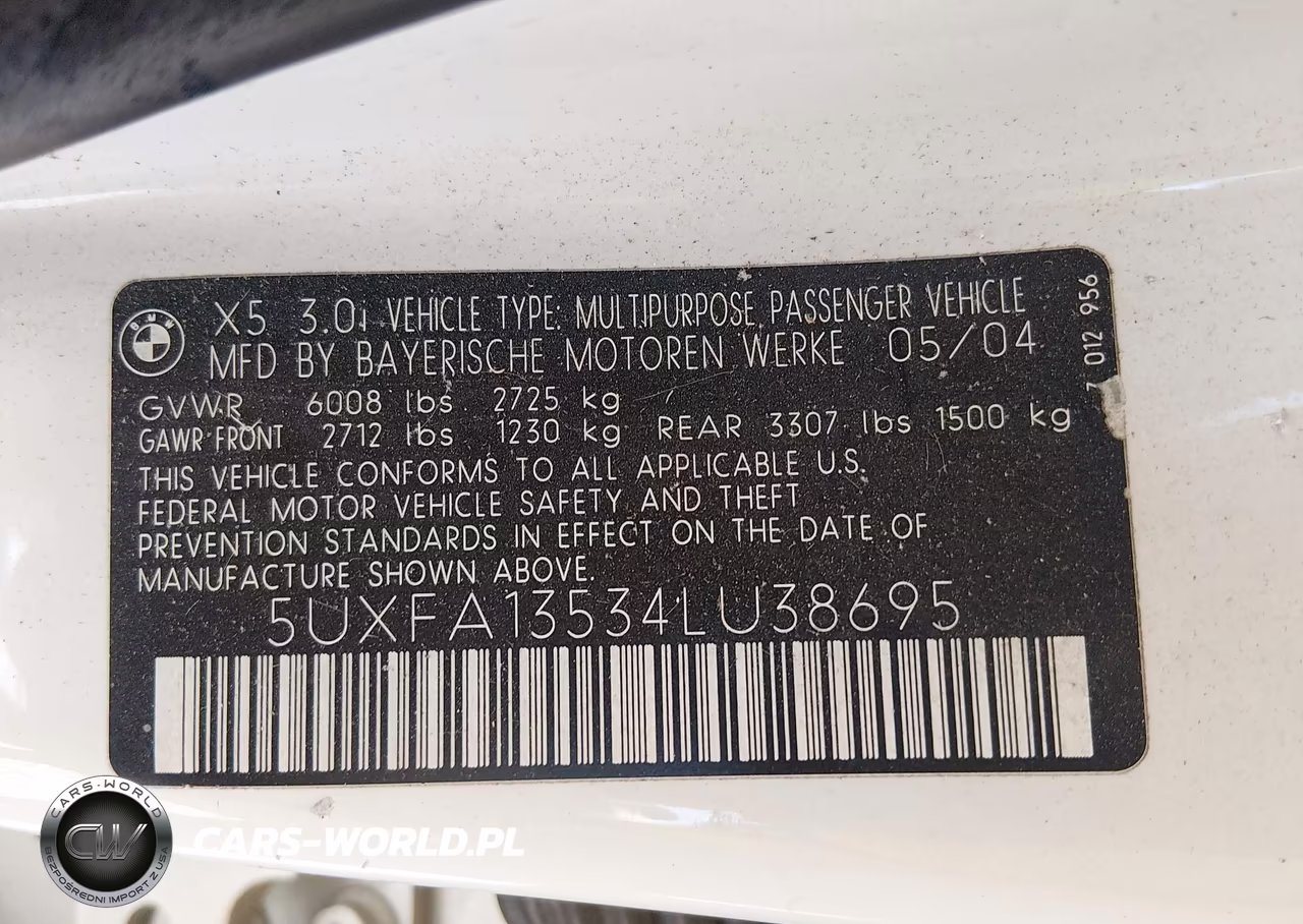 2004 BMW X5 3.0I VIN:5UXFA13534LU38695 - 9