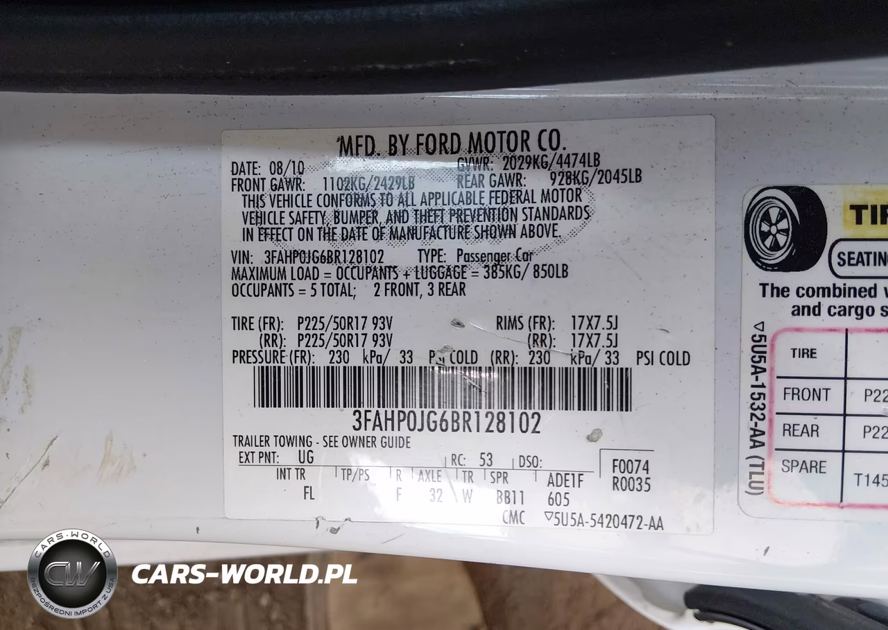 2011 Ford Fusion Sel VIN:3FAHP0JG6BR128102 - 9