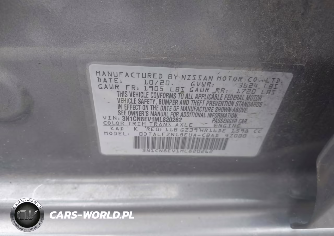 2021 Nissan Versa Sv Xtronic Cvt VIN:3N1CN8EV1ML820262 - 9