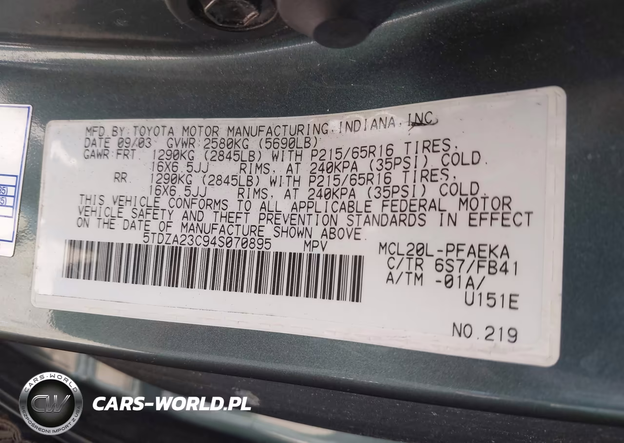 2004 Toyota Sienna Le VIN:5TDZA23C94S070895 - 9