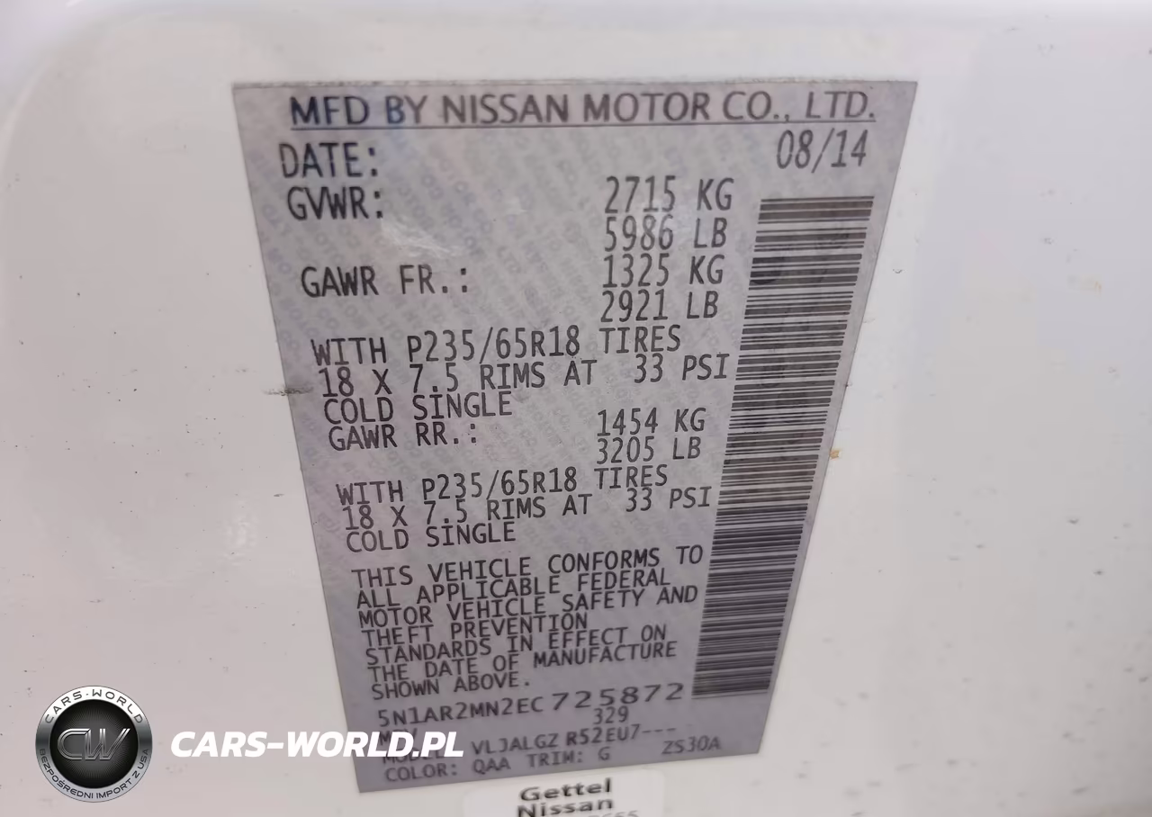 2014 Nissan Pathfinder Sl VIN:5N1AR2MN2EC725872 - 9