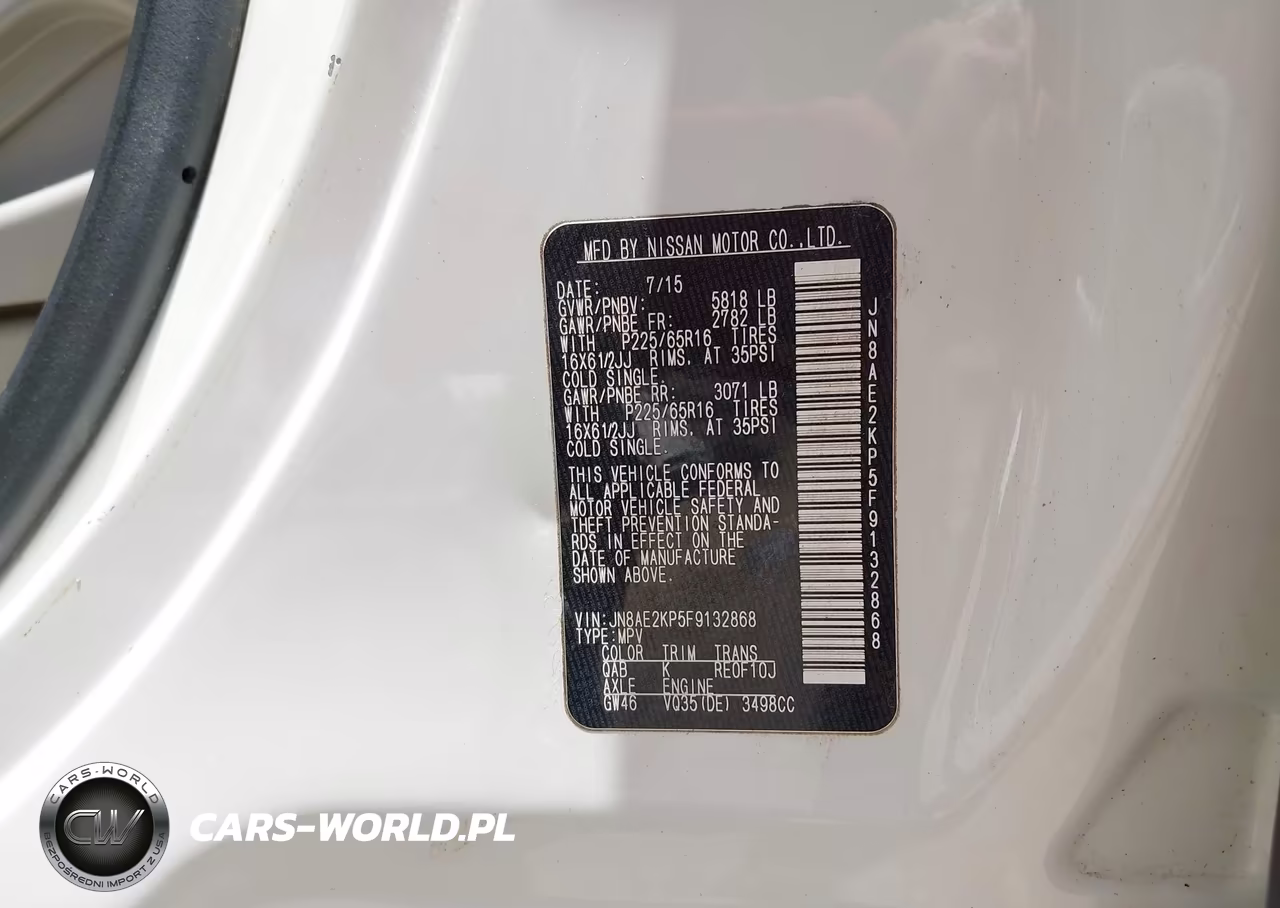 2015 Nissan Quest S VIN:JN8AE2KP5F9132868 - 9