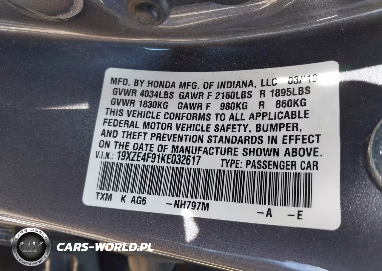 2019 Honda Insight Touring VIN:19XZE4F91KE032617 - 9
